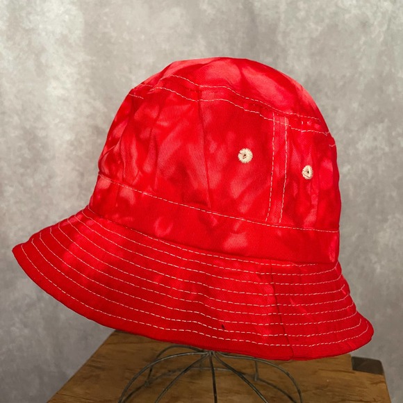 Red Tie Dye Bucket Hat Colortone Cotton Vintage Retro 90s Y2K - Picture 2 of 7